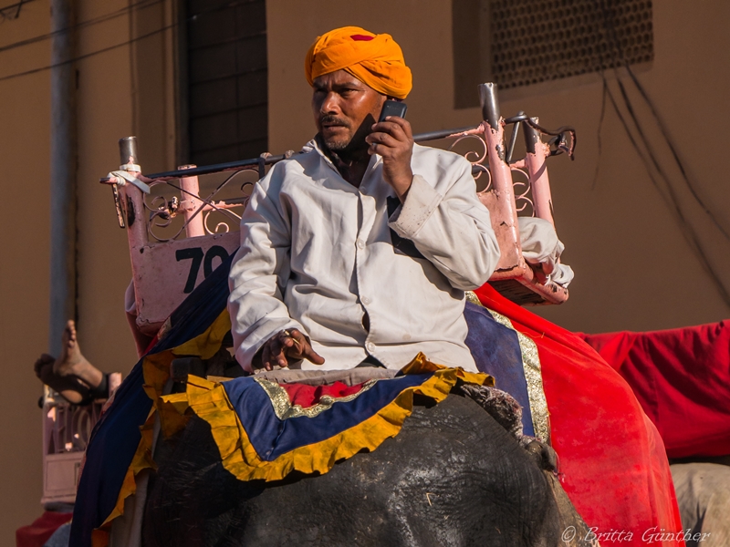 Mahut mit Handy - Jaipur